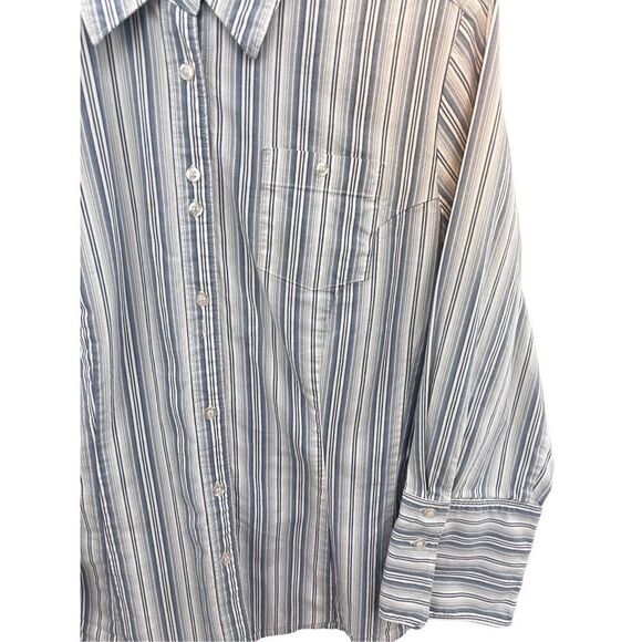 Riders 3/4 sleeve striped button up blouse size large - Picture 1 of 16
